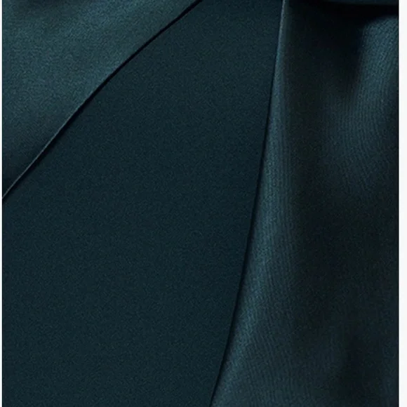 Betsy & Adam One Shoulder Dark Green Dress - Picture 5 of 12